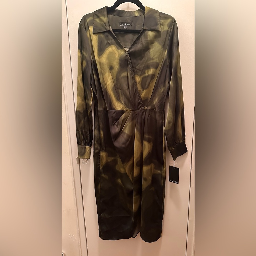 Nicolle Miller Green Printed Wrap Dress